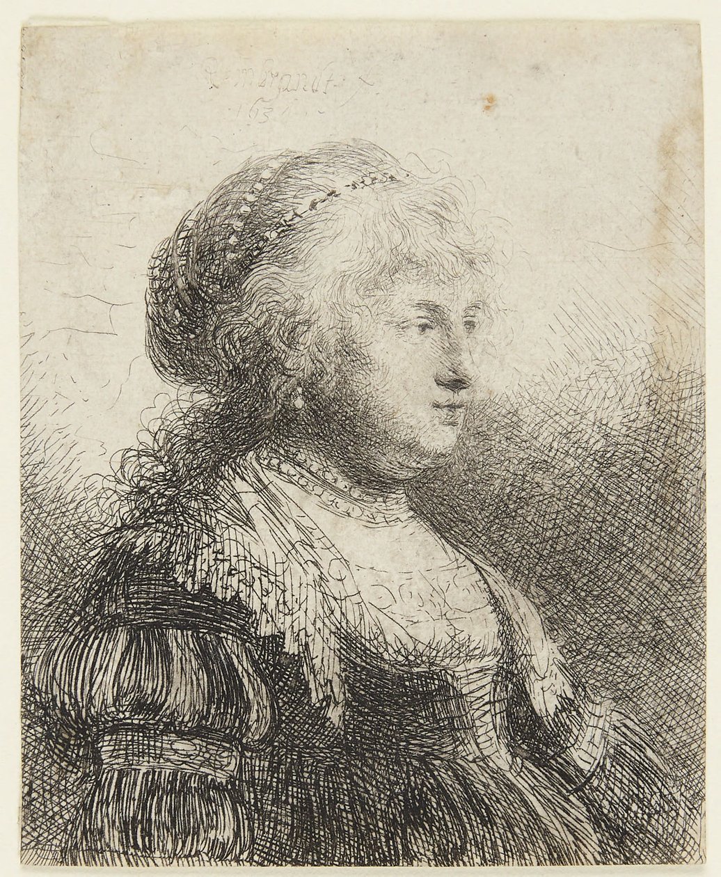 Saskia avec des perles dans les cheveux - Rembrandt van Rijn