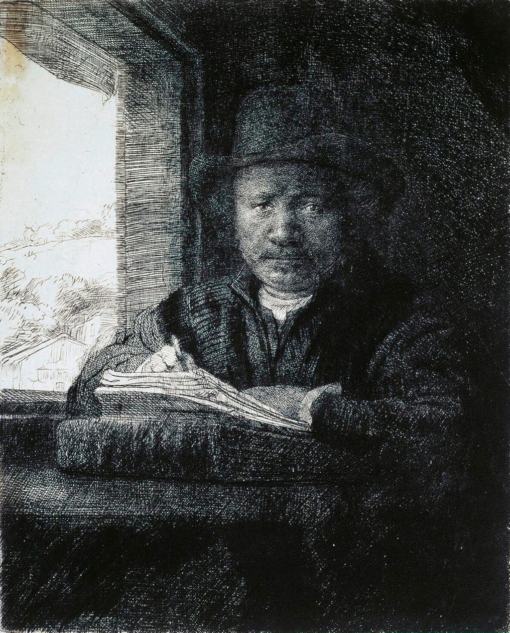 Autoportrait Dessinant près d