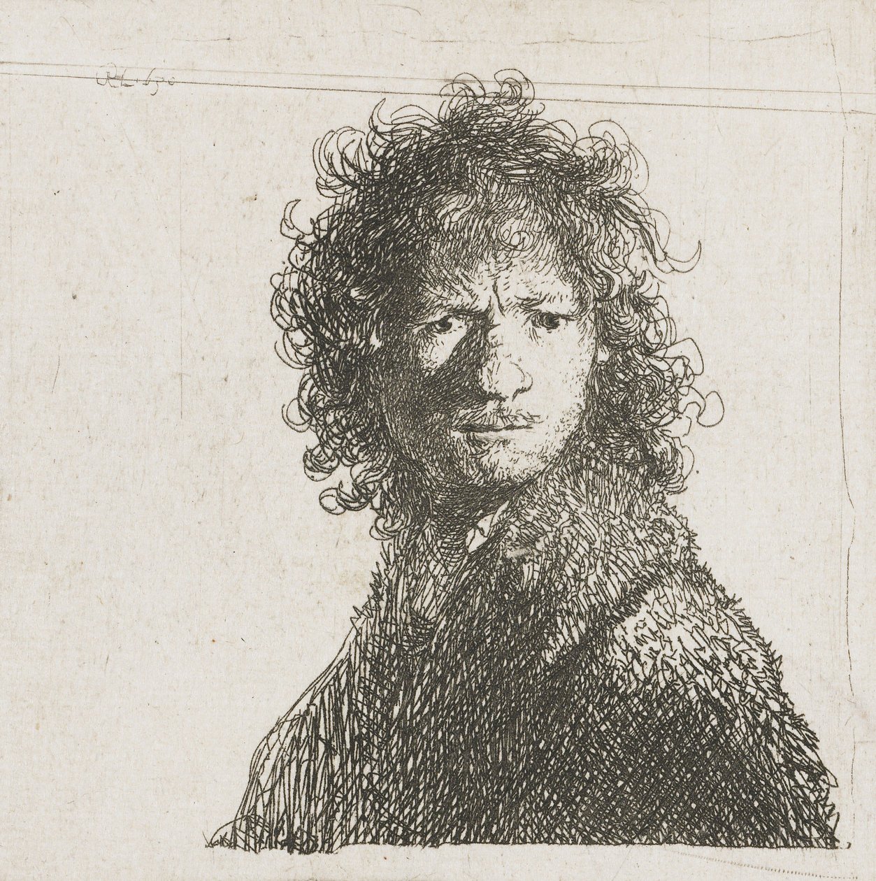Autoportrait fronçant les sourcils, 1630 - Rembrandt van Rijn