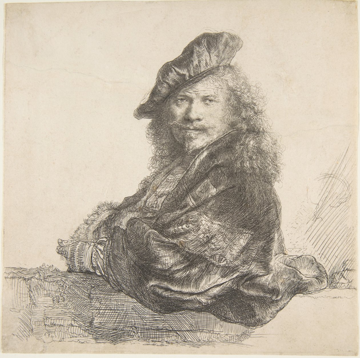 Autoportrait, appuyé sur un mur de pierre, 1639 - Rembrandt van Rijn
