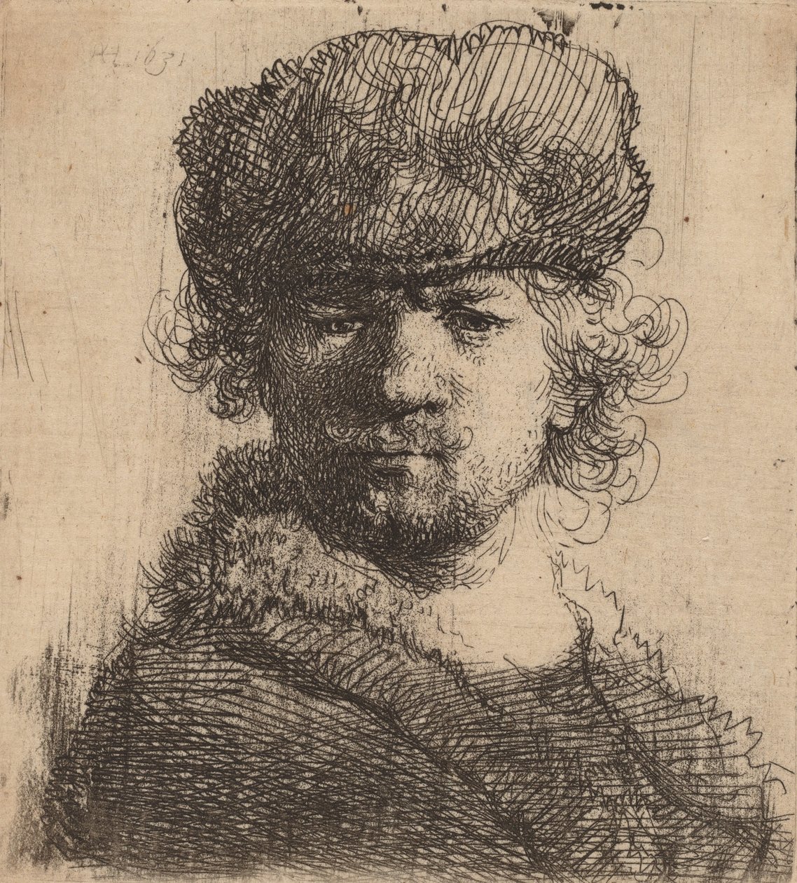 Autoportrait avec un bonnet de fourrure épais, 1631 - Rembrandt van Rijn
