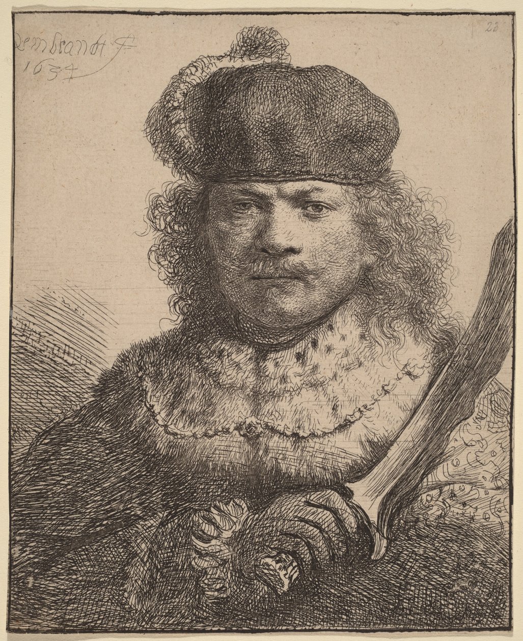 Autoportrait au sabre levé - Rembrandt van Rijn