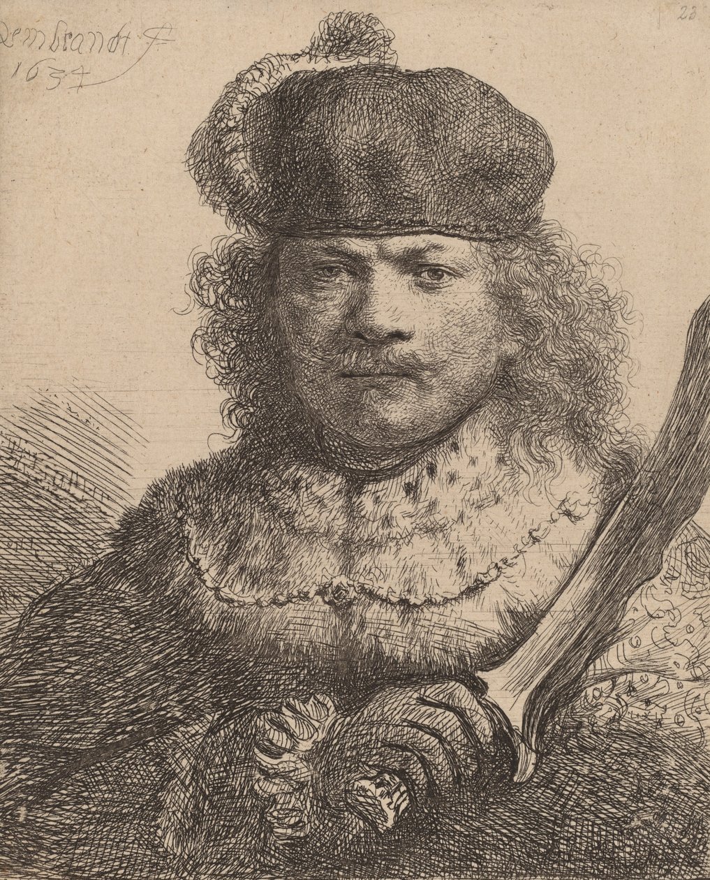 Autoportrait avec sabre levé, 1634 - Rembrandt van Rijn