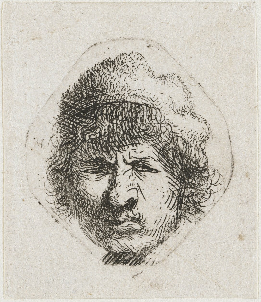 Autoportrait en fronçant les sourcils - Rembrandt van Rijn