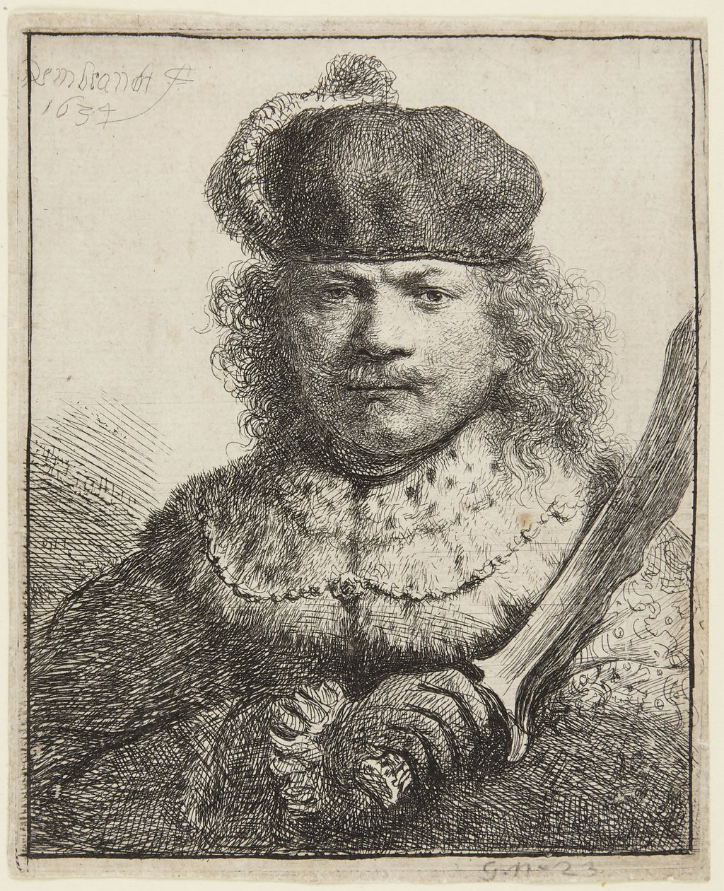 Autoportrait au sabre levé - Rembrandt van Rijn