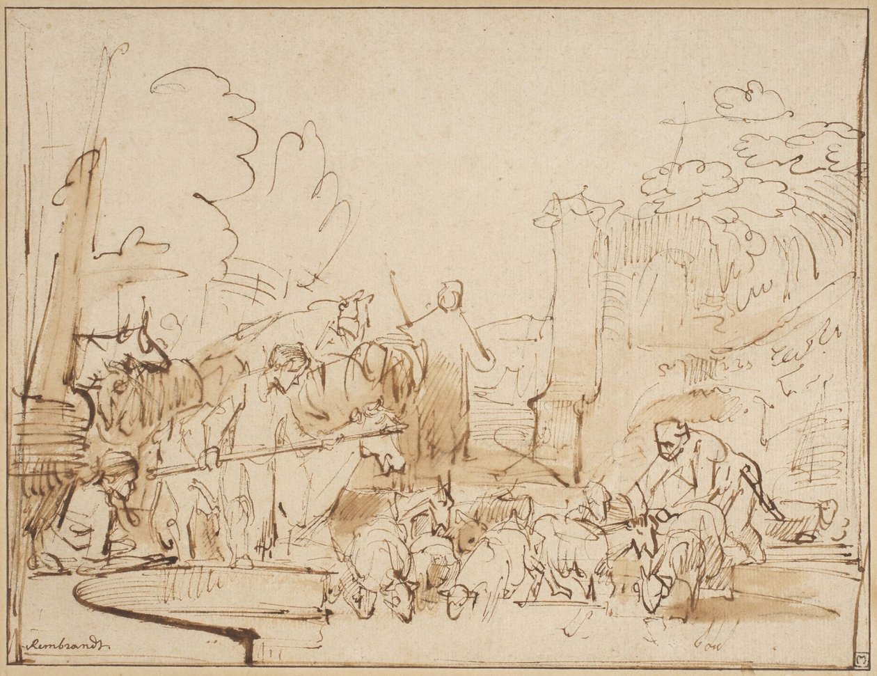 Bergers et bergers - Rembrandt van Rijn