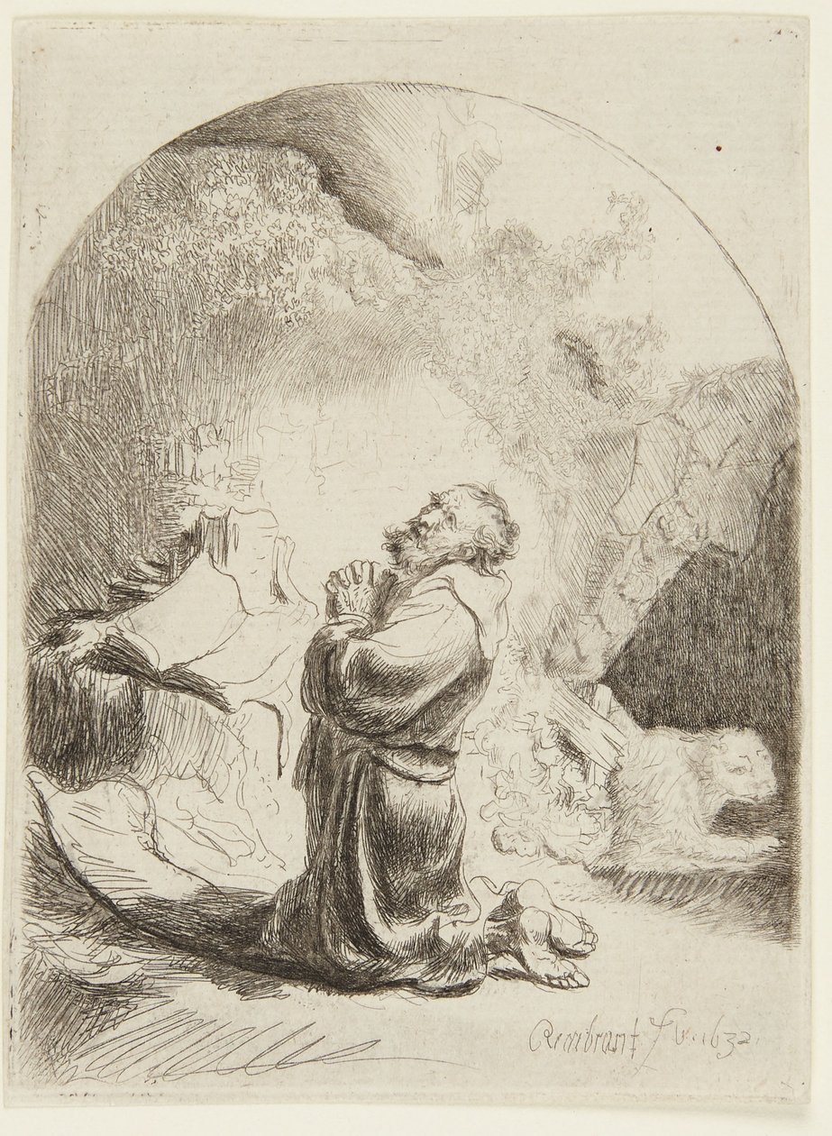 Saint Jérôme en prière - Rembrandt van Rijn