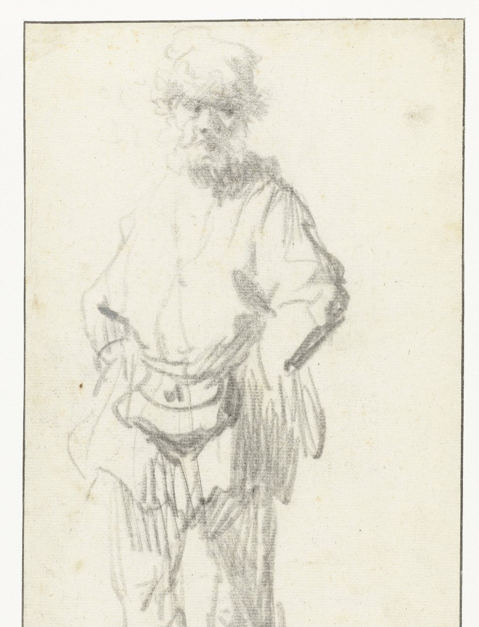 Homme debout avec une pochette - Rembrandt van Rijn