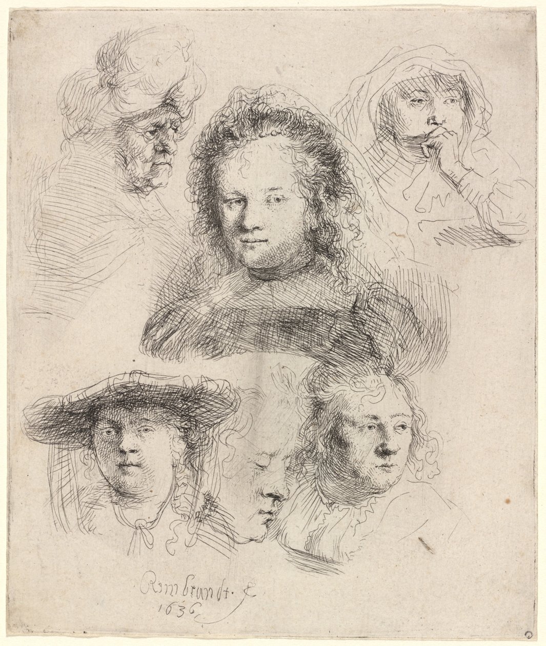 Études de la tête de Saskia et d