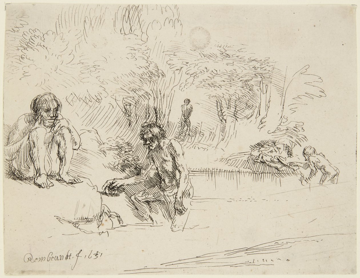 Les Baigneuses (Bartsch 195 ; Hind 250 II) - Rembrandt van Rijn