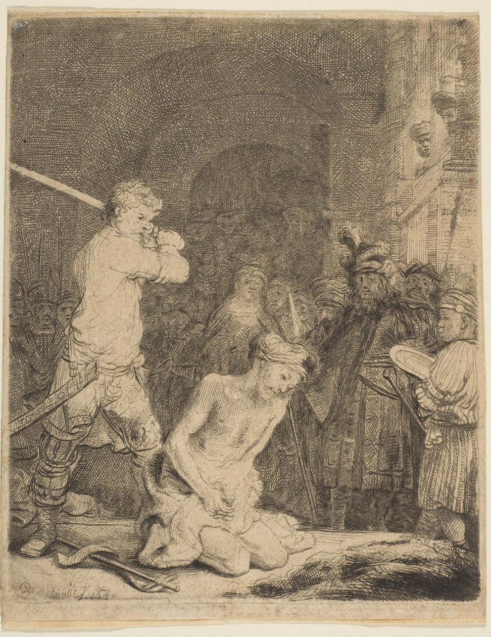 La Décapitation de Jean-Baptiste - Rembrandt van Rijn