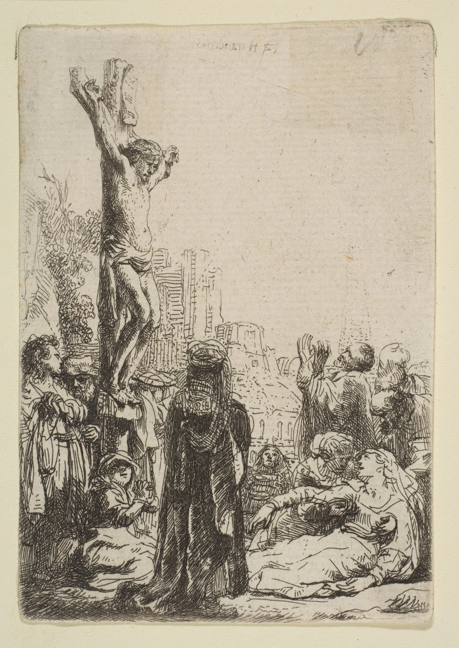 La Crucifixion : Petite plaque, vers 1635 - Rembrandt van Rijn