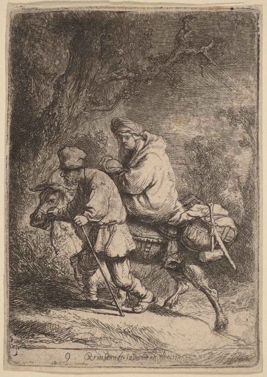 La fuite en Égypte : Petit format - Rembrandt van Rijn