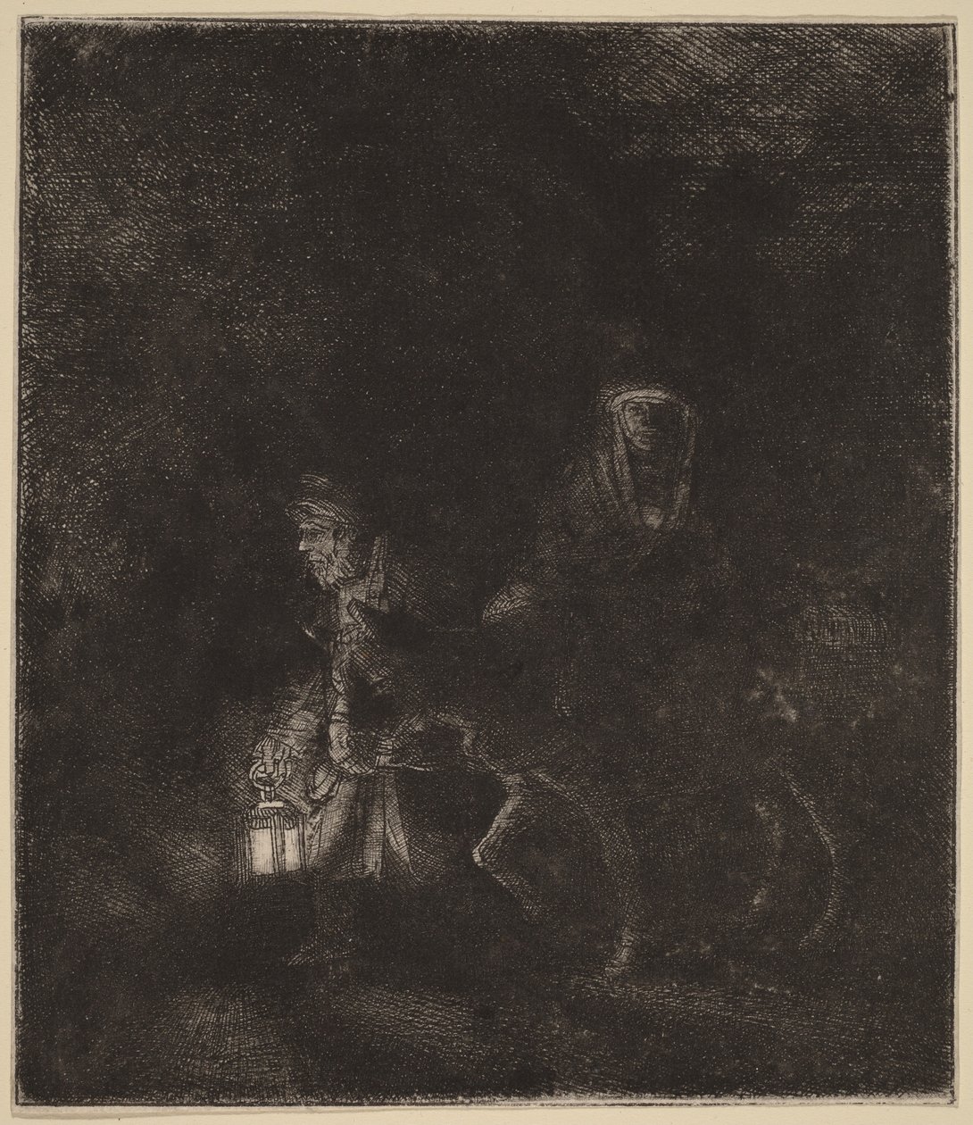 La fuite en Égypte : une pièce nocturne - Rembrandt van Rijn