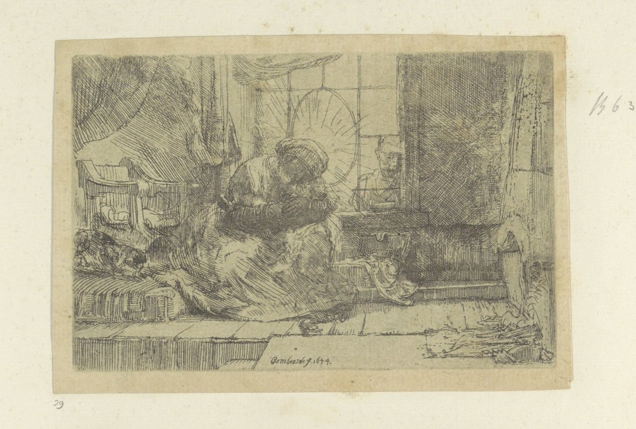 La Sainte Famille avec le chat et le serpent - Rembrandt van Rijn