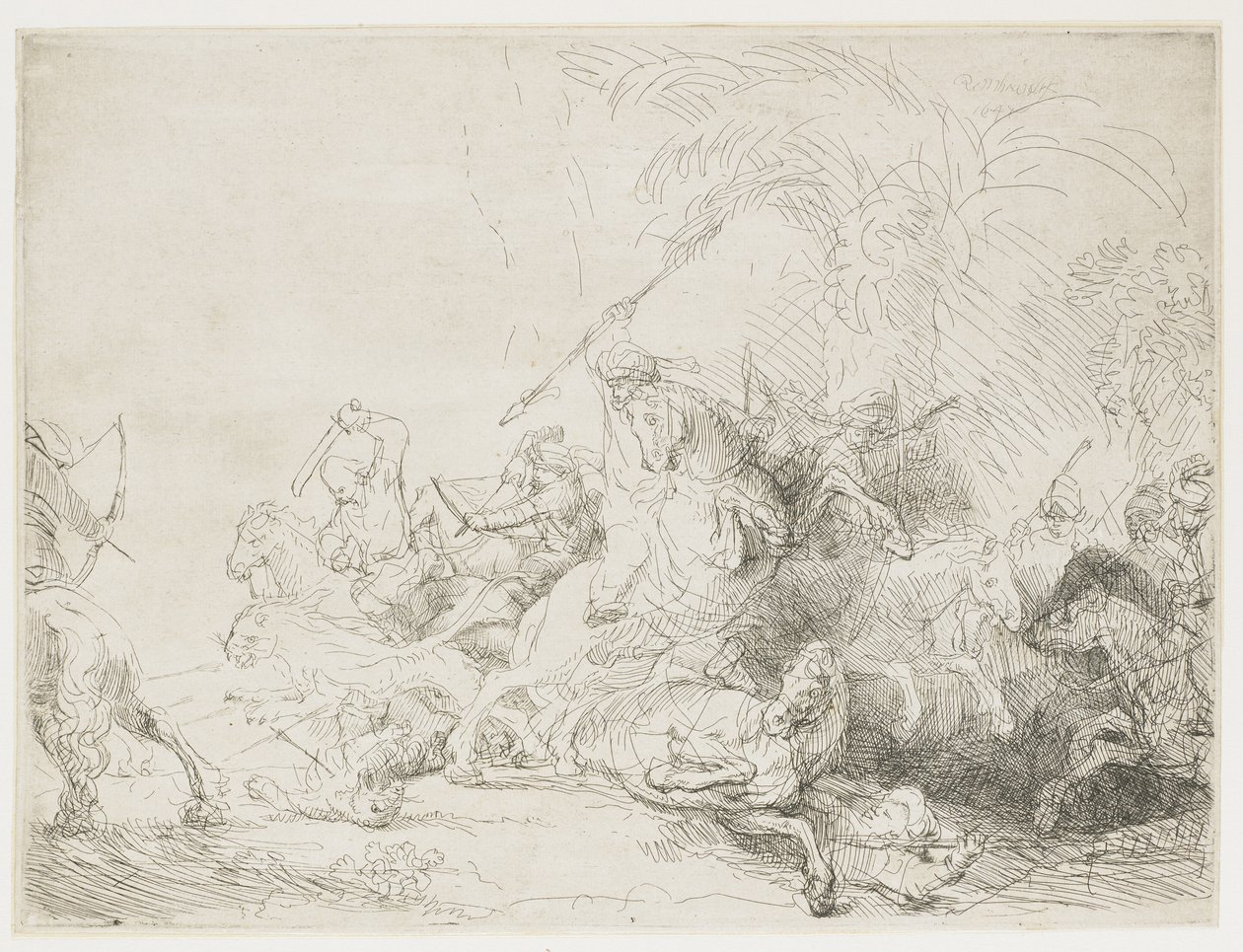 La grande chasse au lion, 1641 - Rembrandt van Rijn