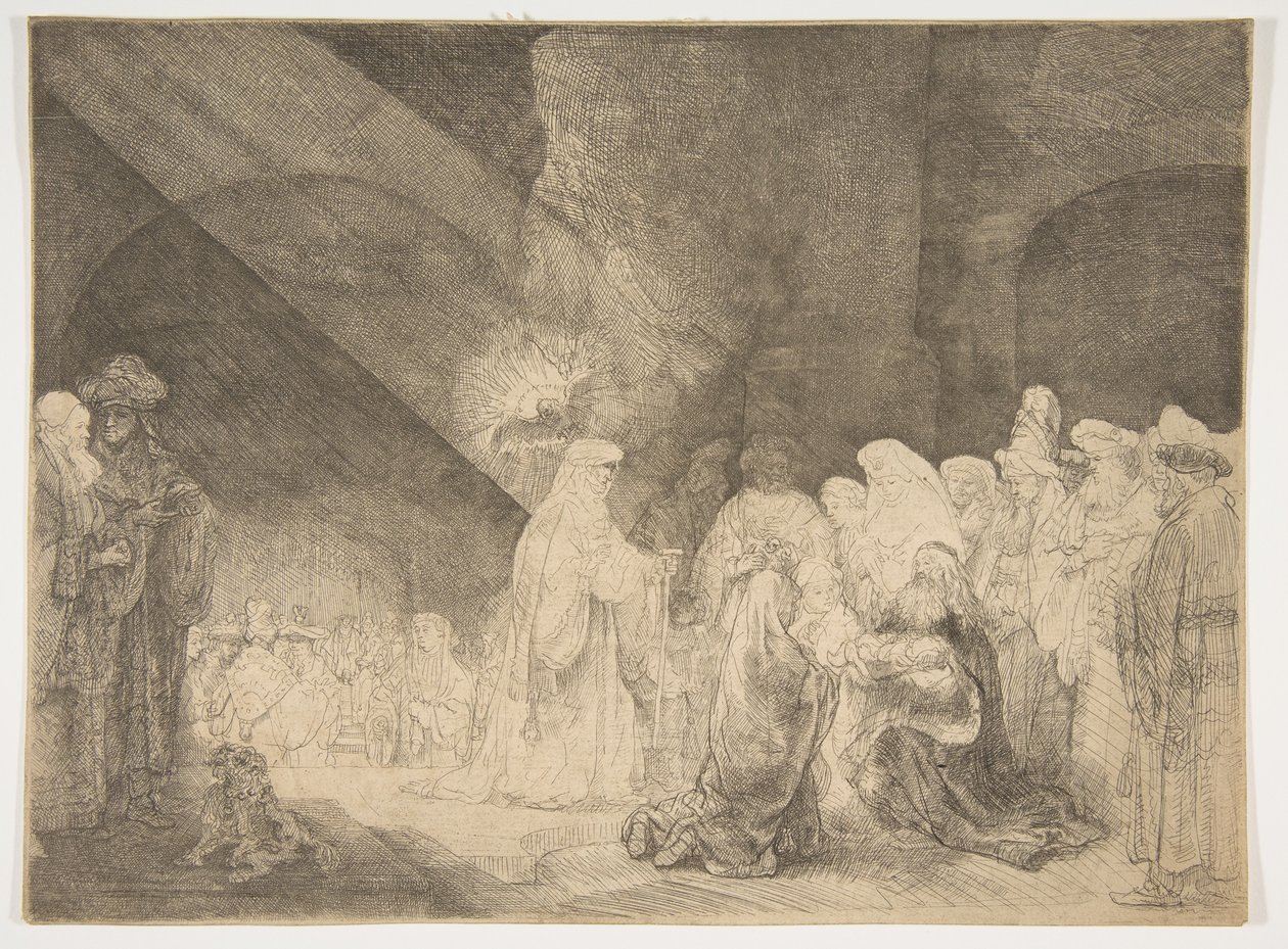 La Présentation au Temple: Plaque oblongue - Rembrandt van Rijn
