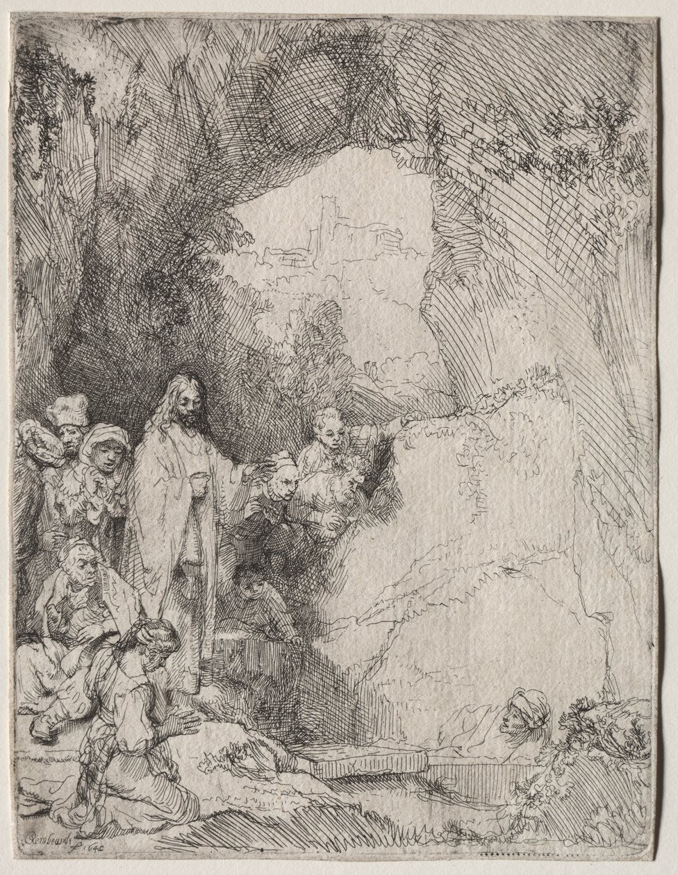 La résurrection de Lazare : Petite plaque - Rembrandt van Rijn