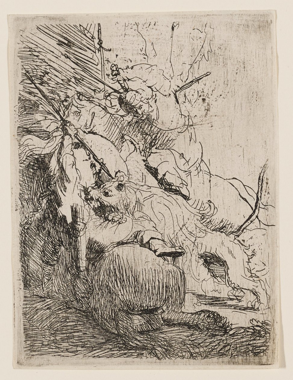 La chasse au petit lion (avec un lion) - Rembrandt van Rijn