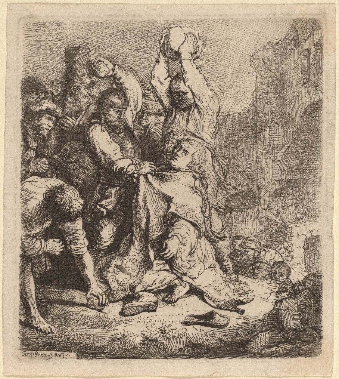 La lapidation de Saint Étienne - Rembrandt van Rijn