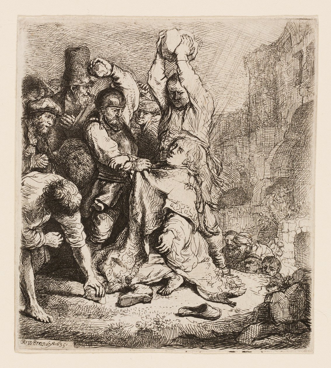 La Lapidation de Saint Étienne - Rembrandt van Rijn