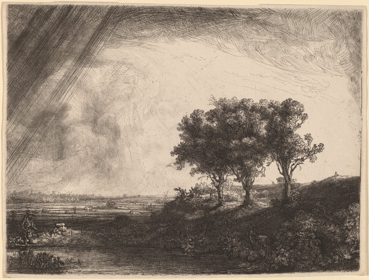Les trois arbres - Rembrandt van Rijn