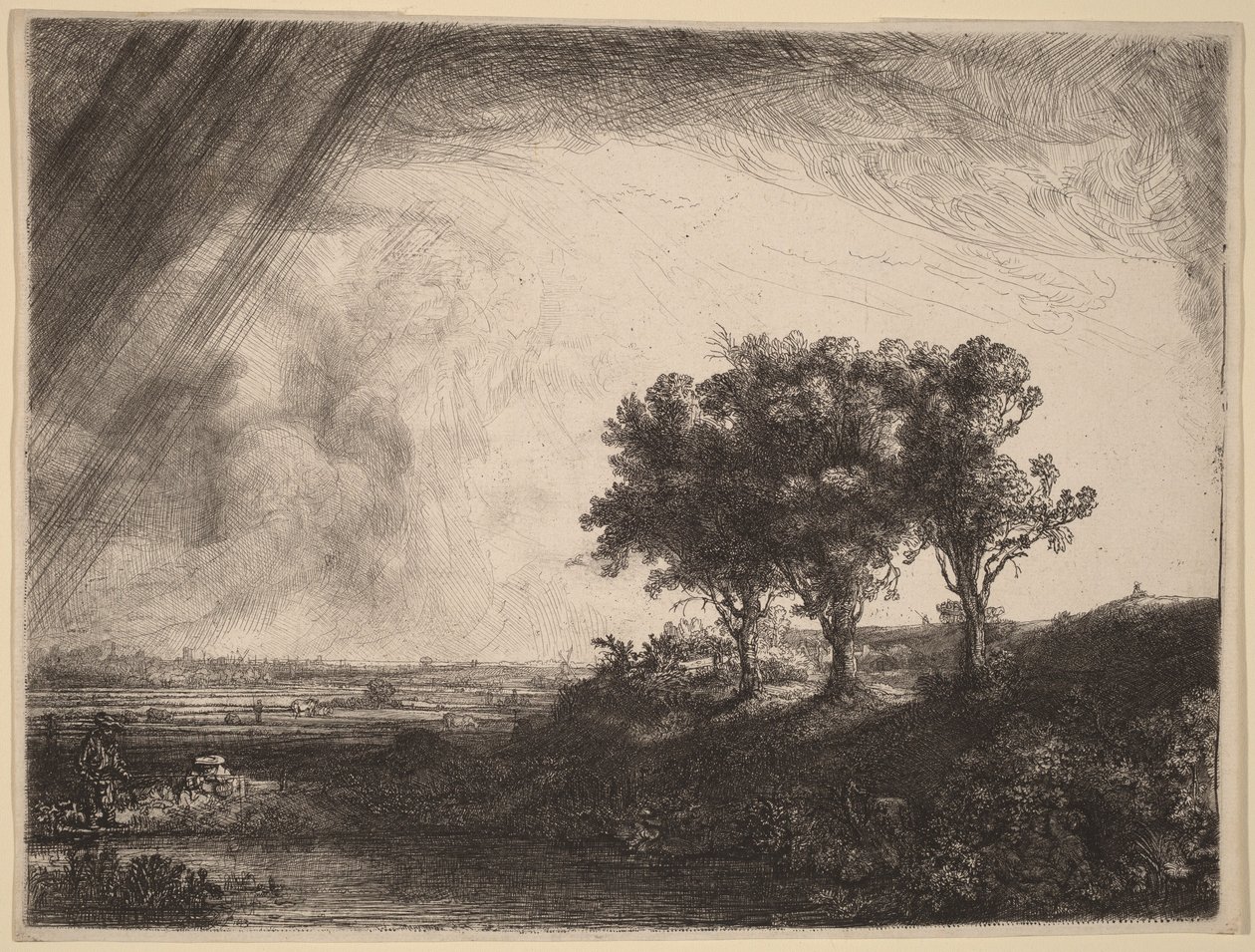 Les trois arbres - Rembrandt van Rijn