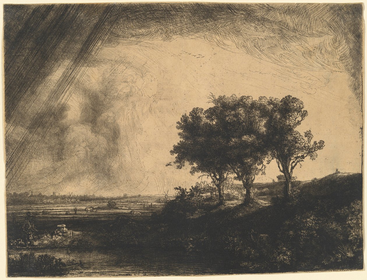 Les trois arbres - Rembrandt van Rijn