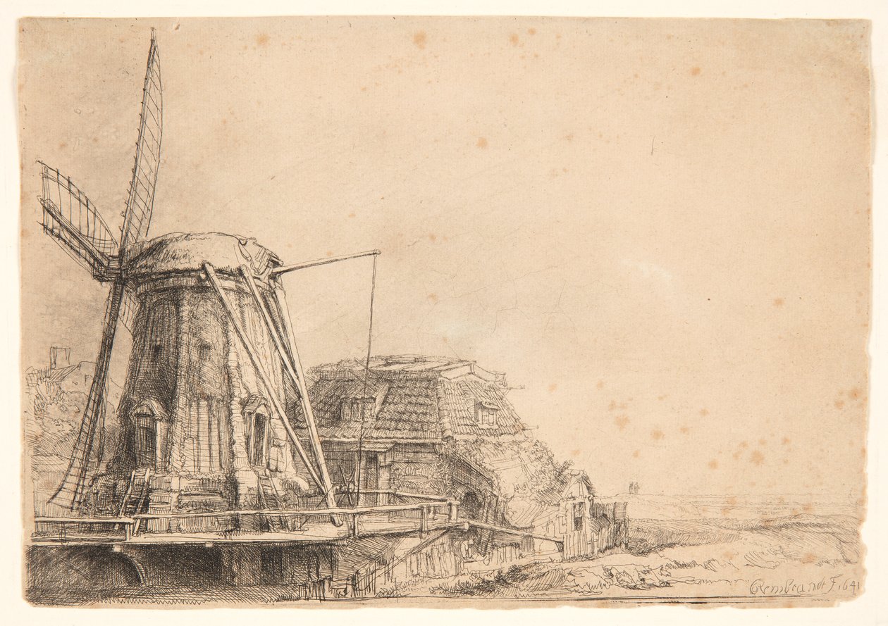 Le moulin à vent - Rembrandt van Rijn