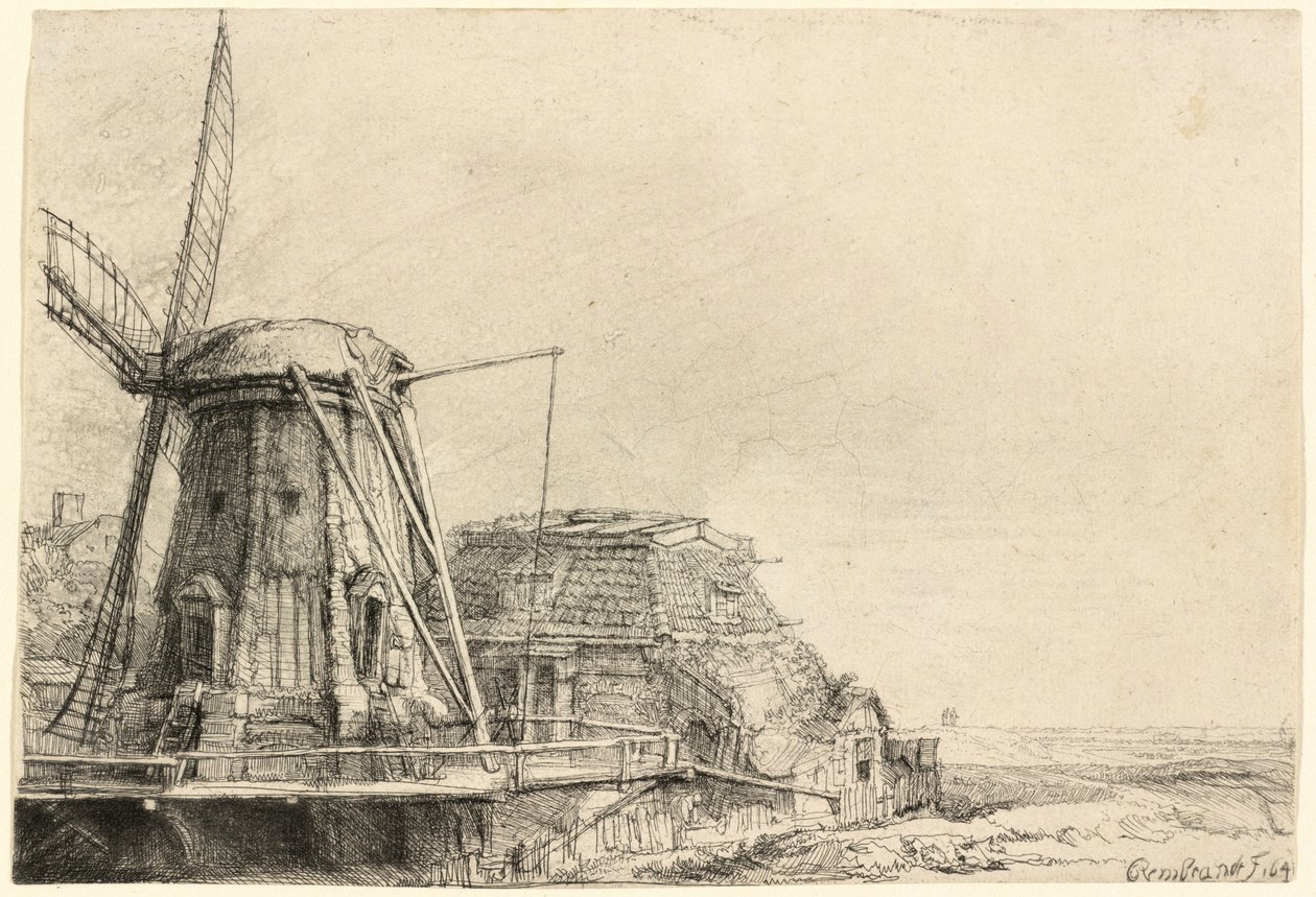 Le moulin à vent - Rembrandt van Rijn