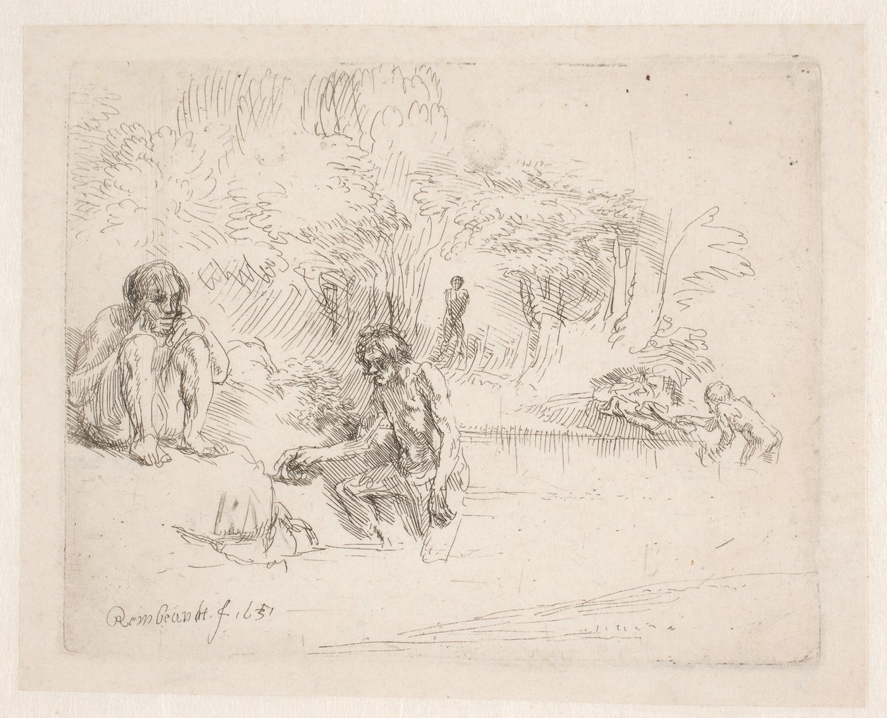 Les baigneurs - Rembrandt van Rijn