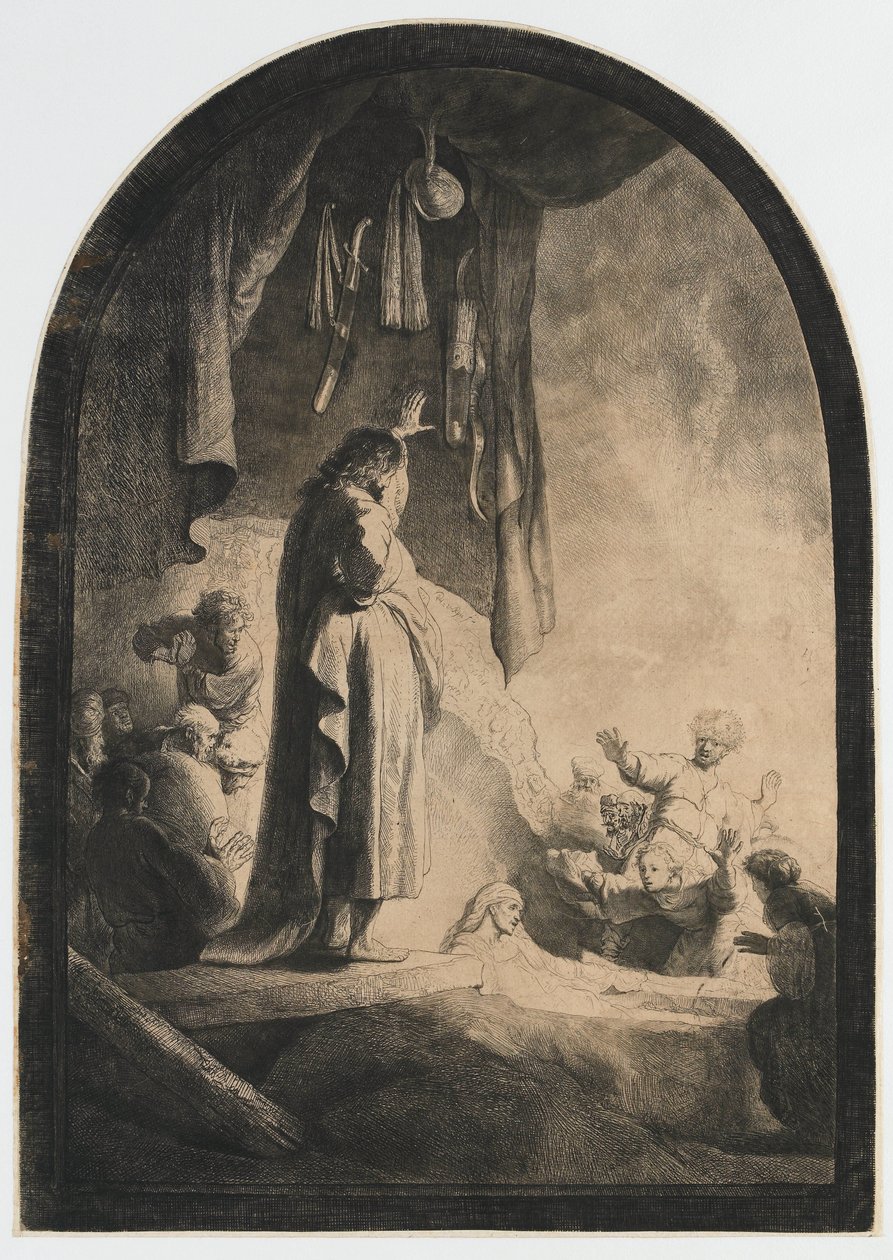 La résurrection de Lazare : la grande plaque - Rembrandt van Rijn