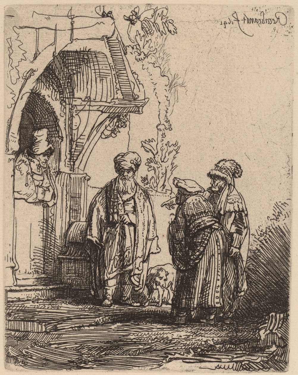 Trois Figures Orientales (Jacob et Laban ?) - Rembrandt van Rijn