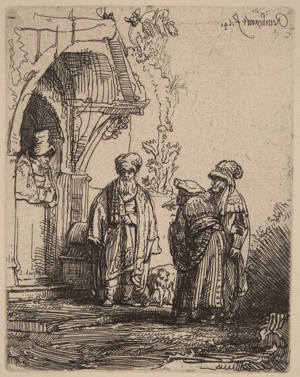 Trois personnages orientaux (Jacob et Laban ) - Rembrandt van Rijn
