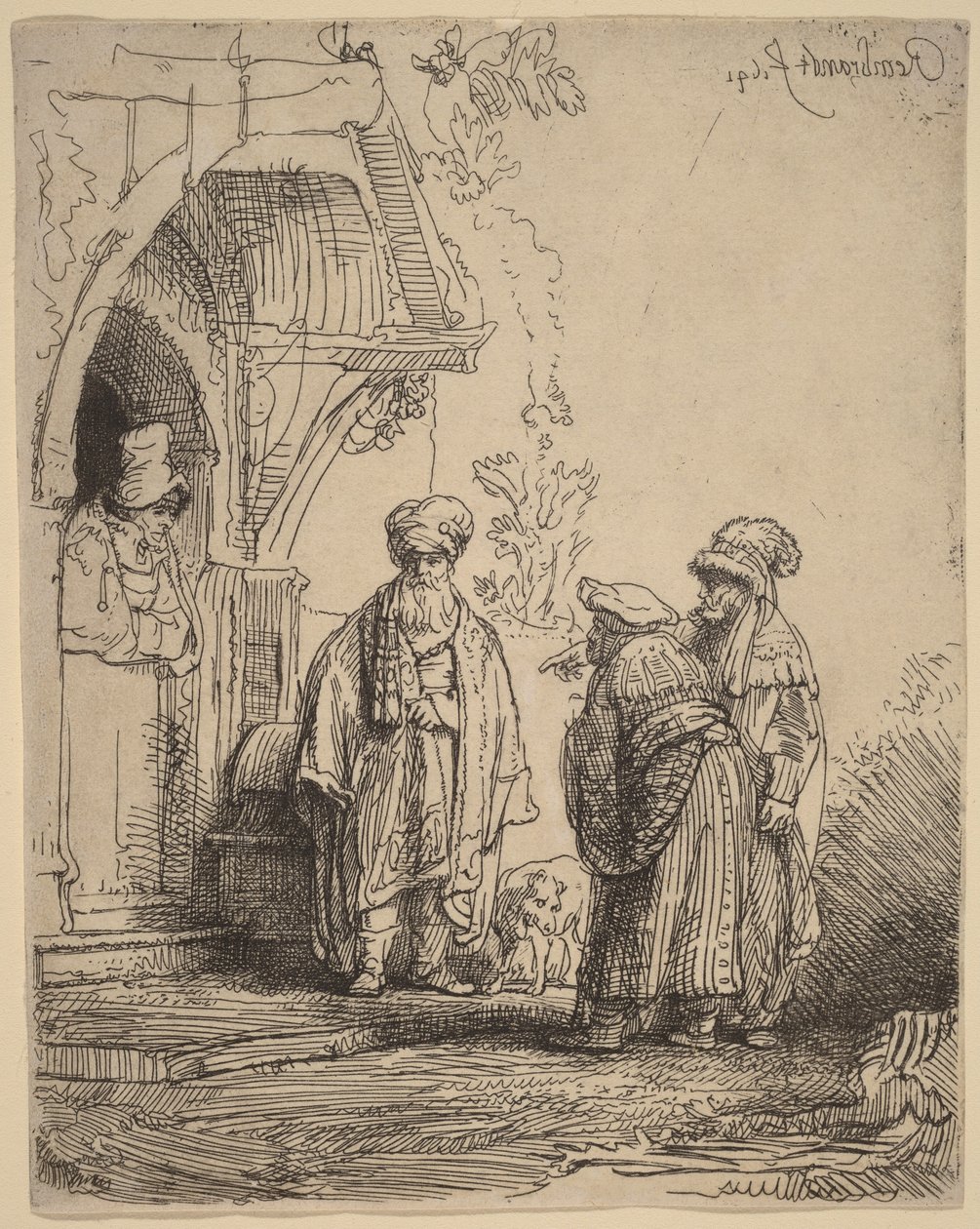 Trois personnages orientaux (Jacob et Laban ) - Rembrandt van Rijn