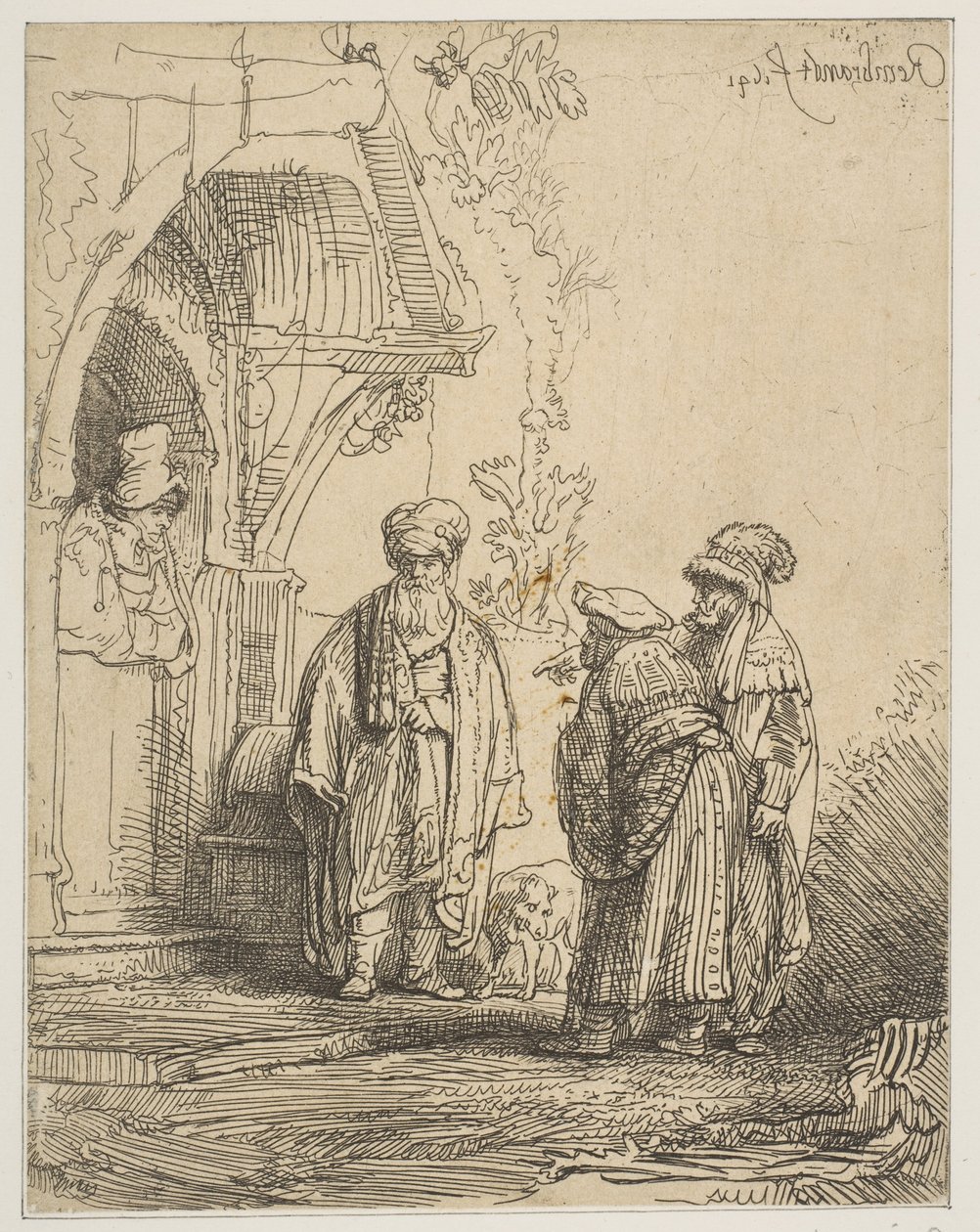 Trois figures orientales Jacob et Laban - Rembrandt van Rijn