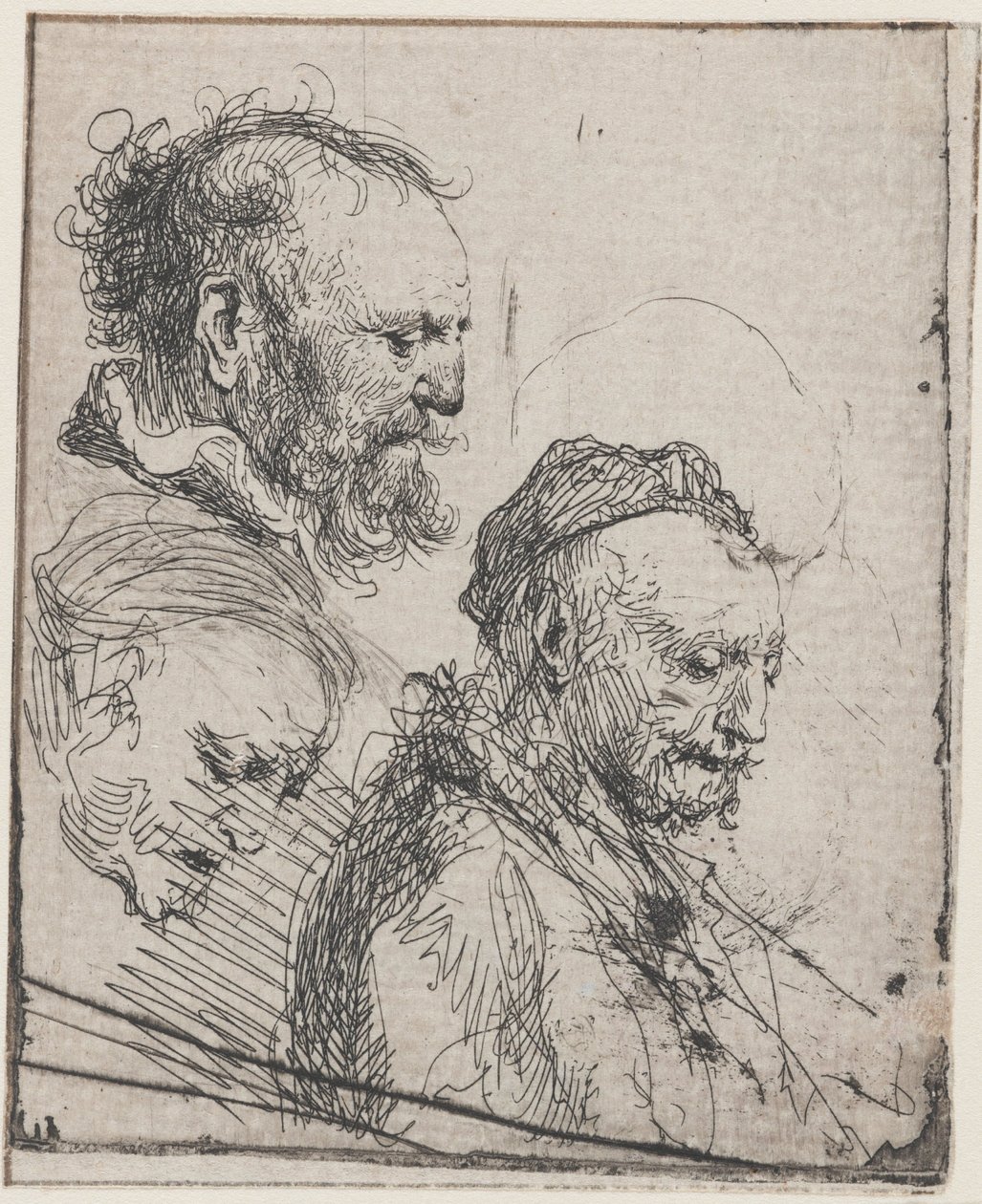 Trois études de têtes de vieillards - Rembrandt van Rijn
