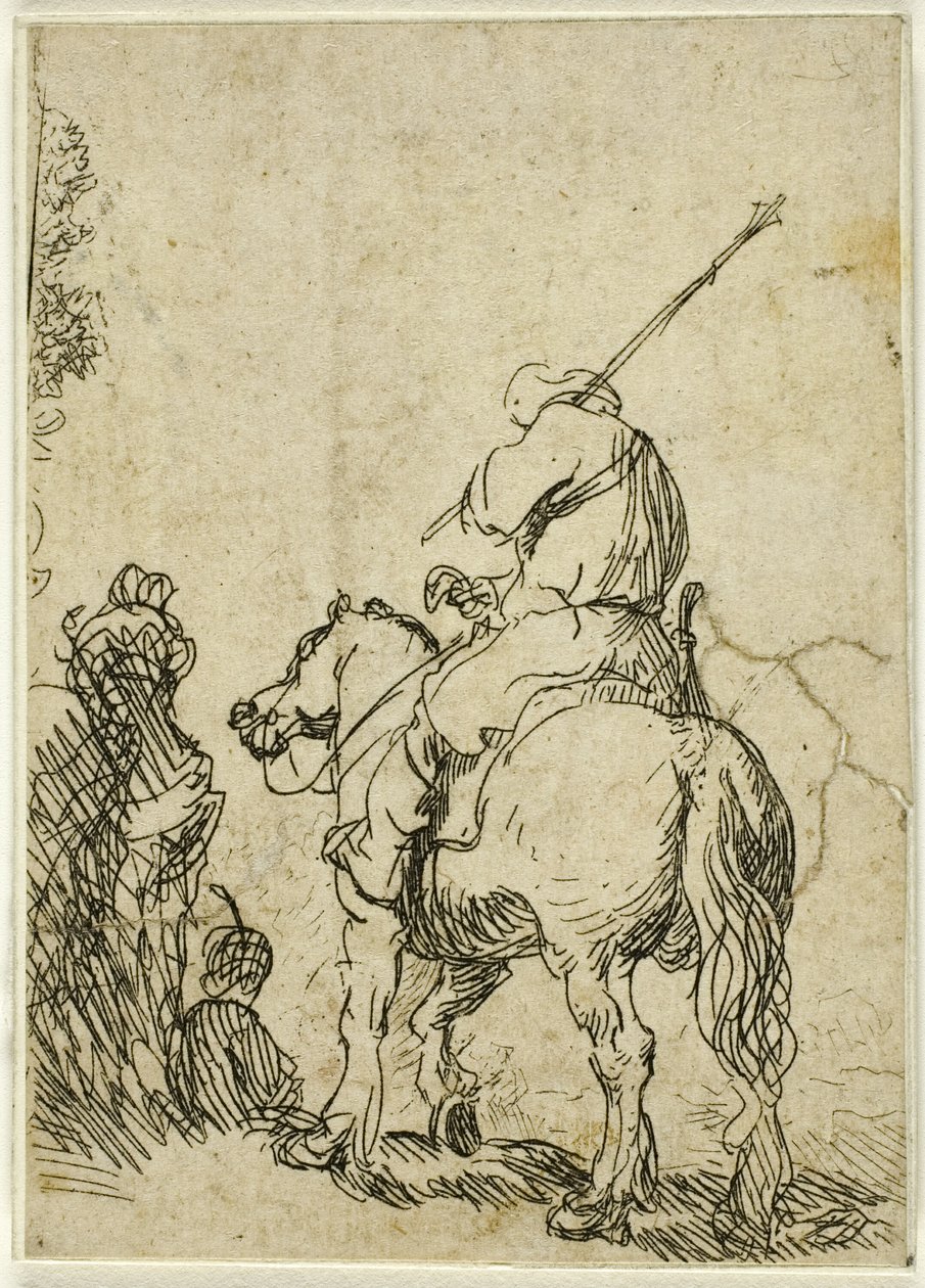 Soldat turbané à cheval - Rembrandt van Rijn