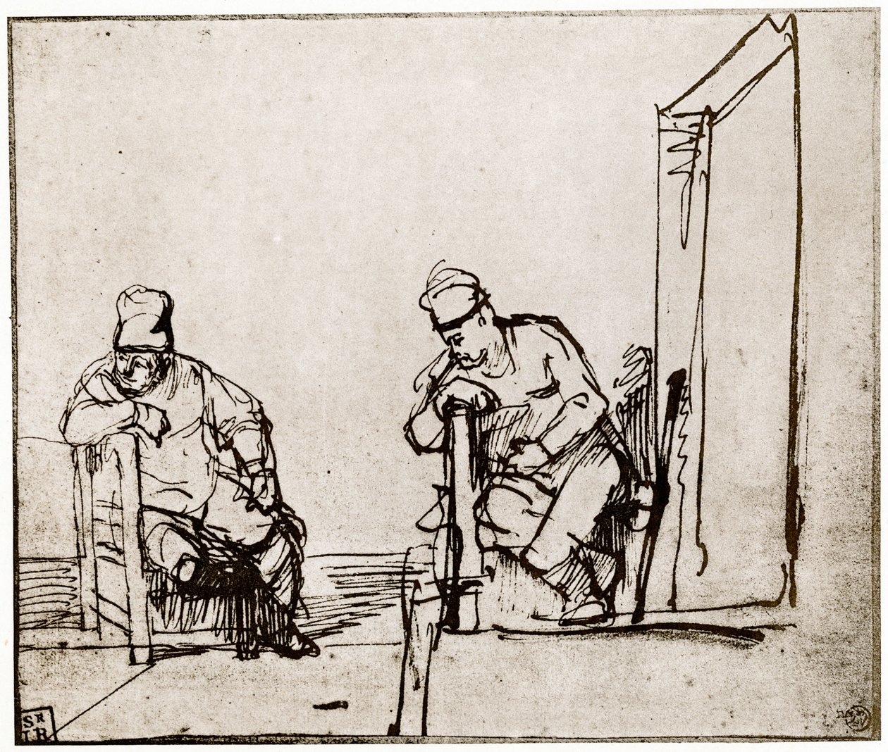 Deux Hommes Assis à une Porte, 1913 - Rembrandt van Rijn