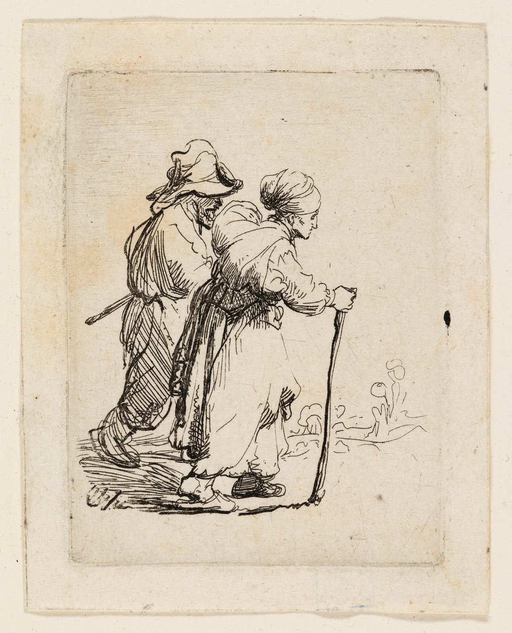 Deux vagabonds, un homme et une femme - Rembrandt van Rijn