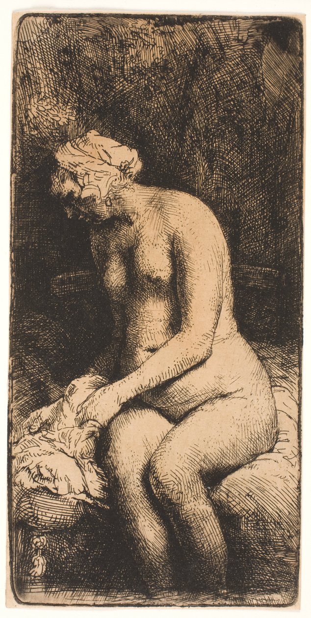Femme se baignant les pieds dans un ruisseau - Rembrandt van Rijn