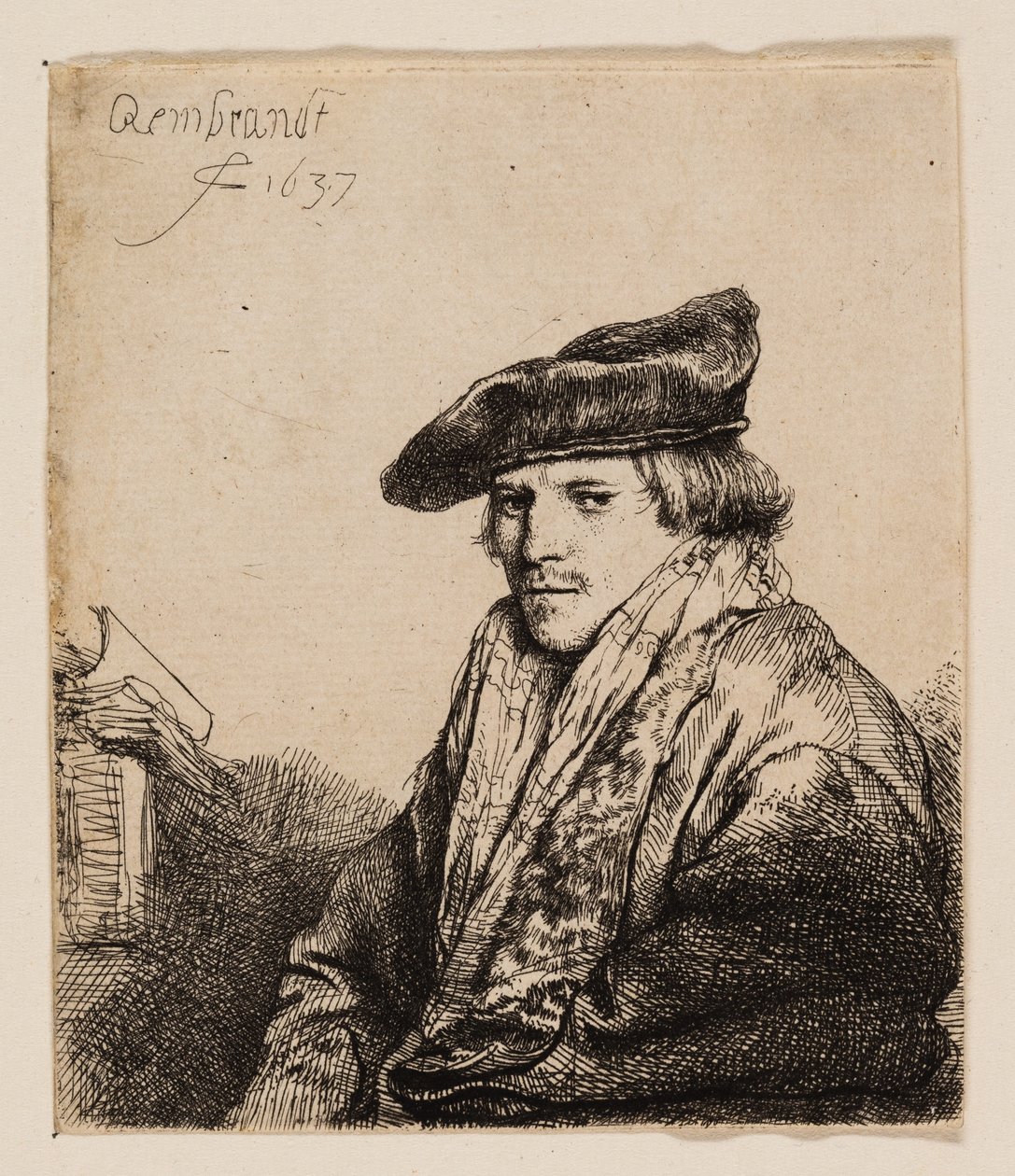 Jeune homme avec un bonnet de velours (Petrus Sylvius ?) - Rembrandt van Rijn