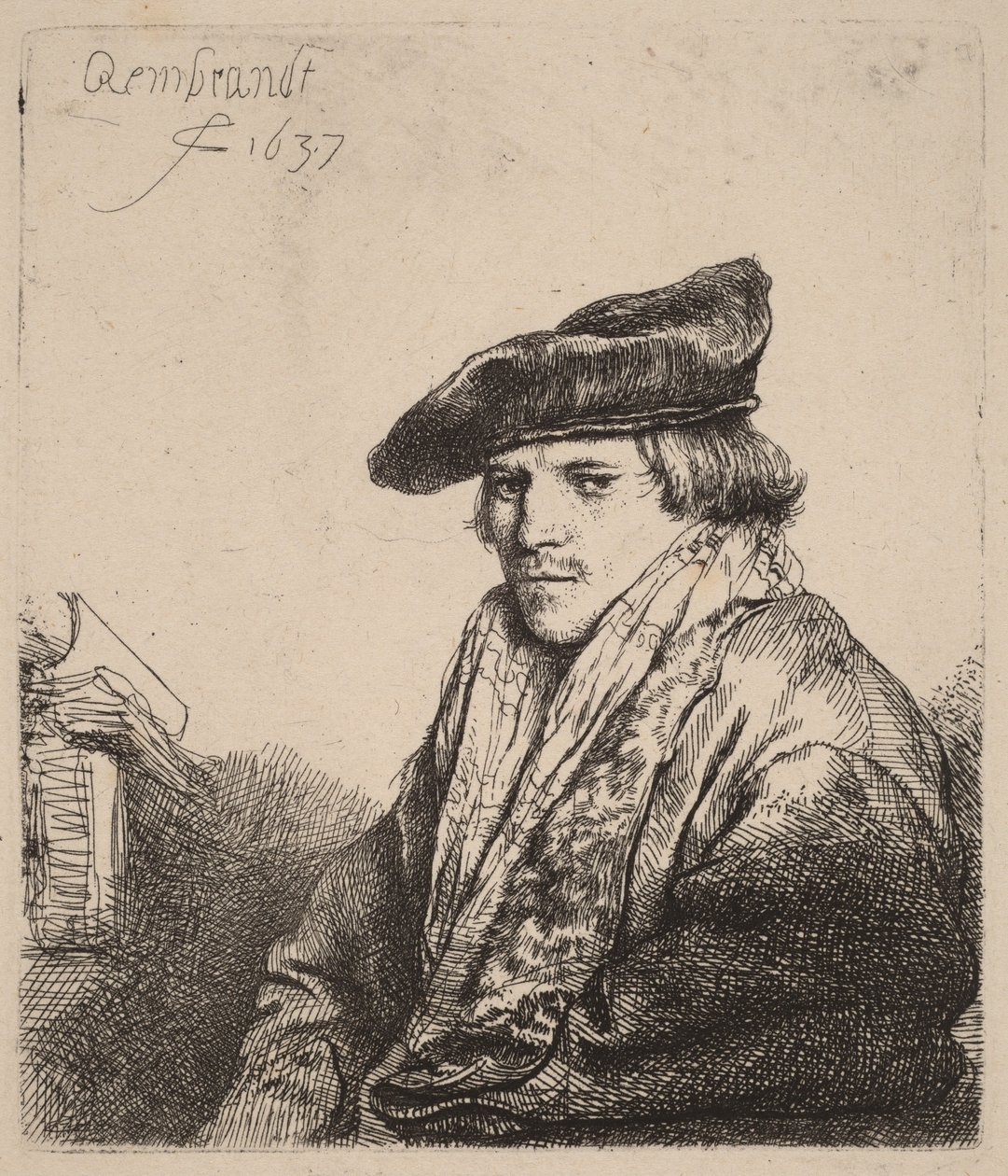 Jeune homme à la casquette de velours (Petrus Sylvius ) - Rembrandt van Rijn
