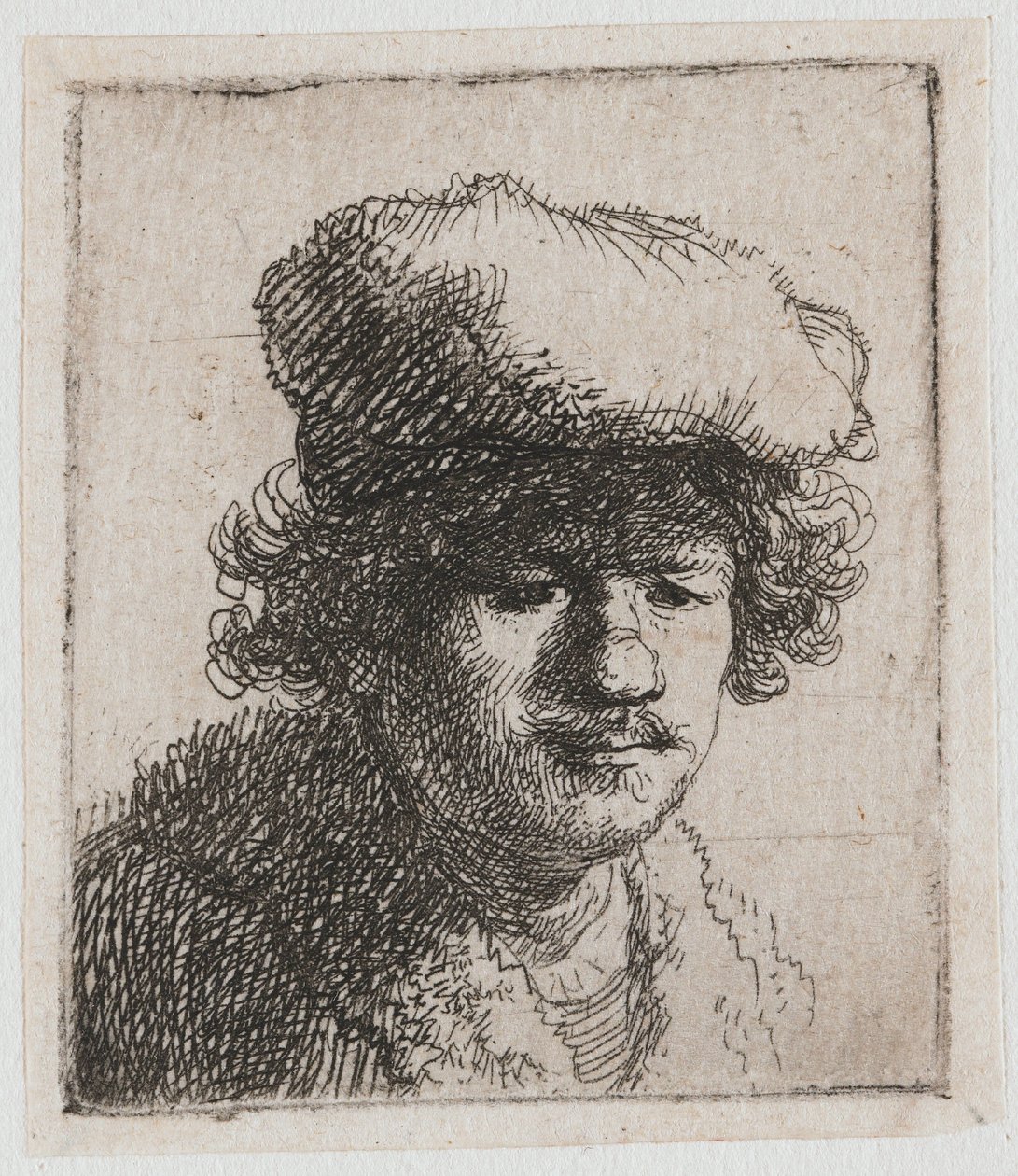 Autoportrait avec un béret rabattu sur le front - Rembrandt van Rijn