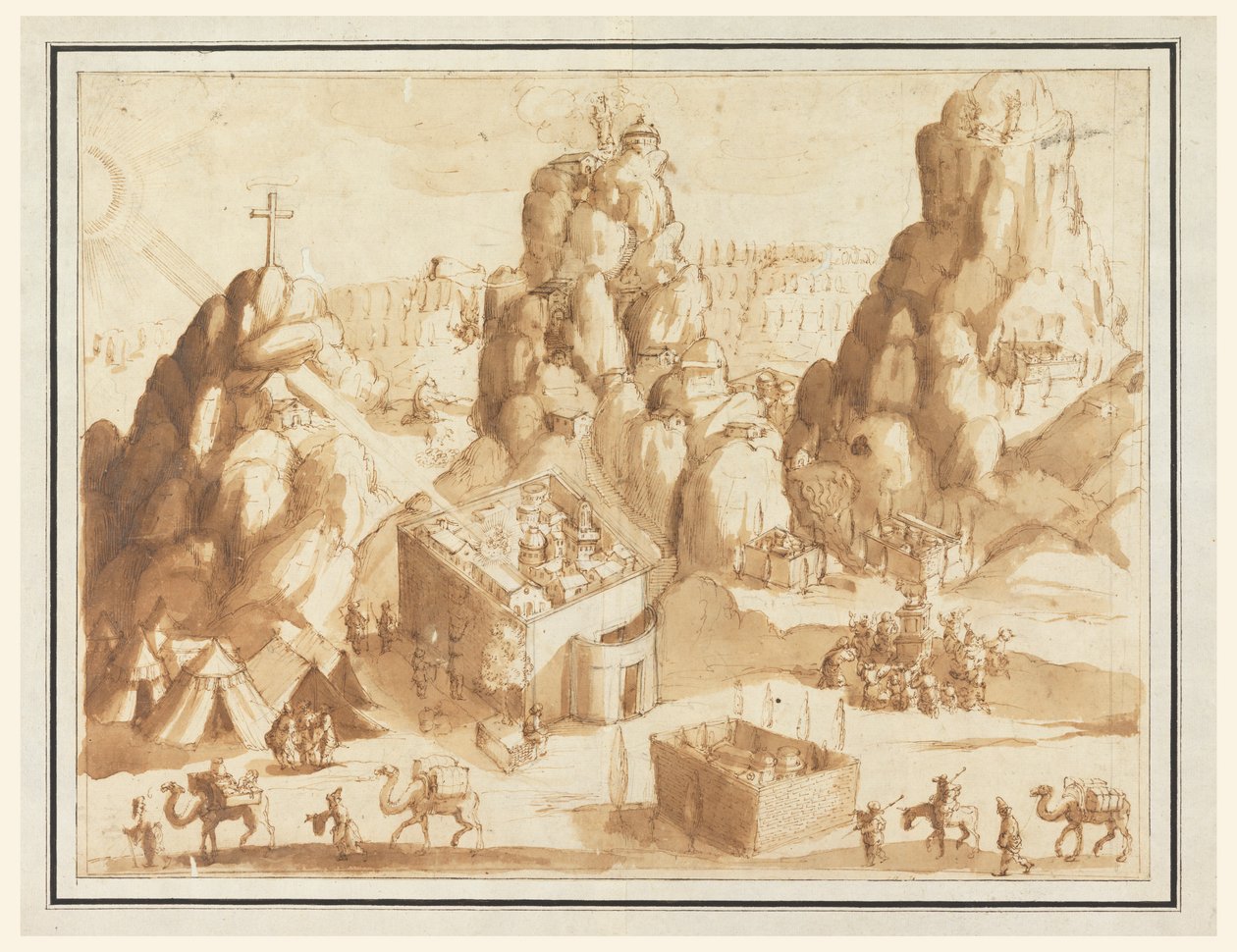 Paysage fantastique avec scènes de l