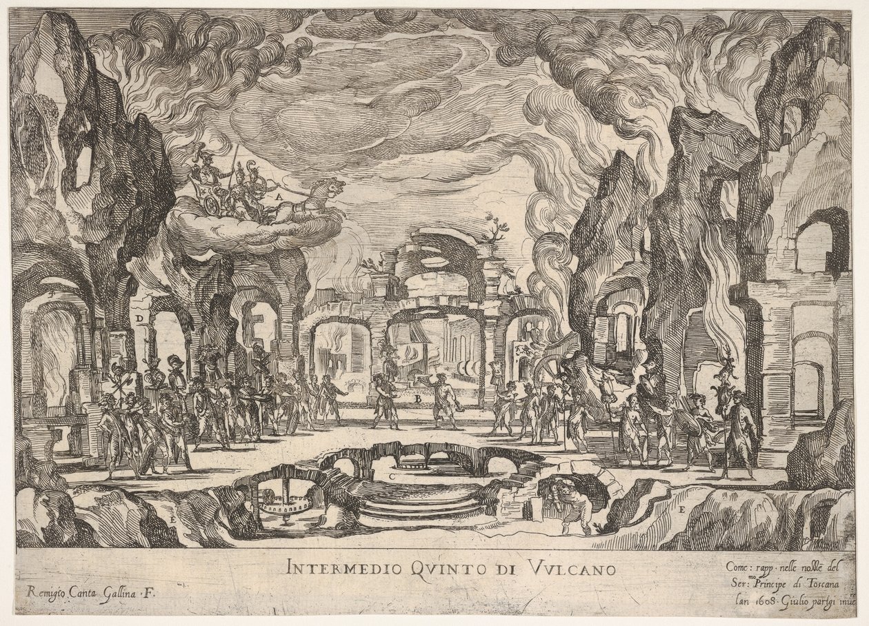 Cinquième Intermède : Vulcain Intermedio quinto di Volcano, de la série Sept Intermèdes..., 1608 - Remigio Cantagallina