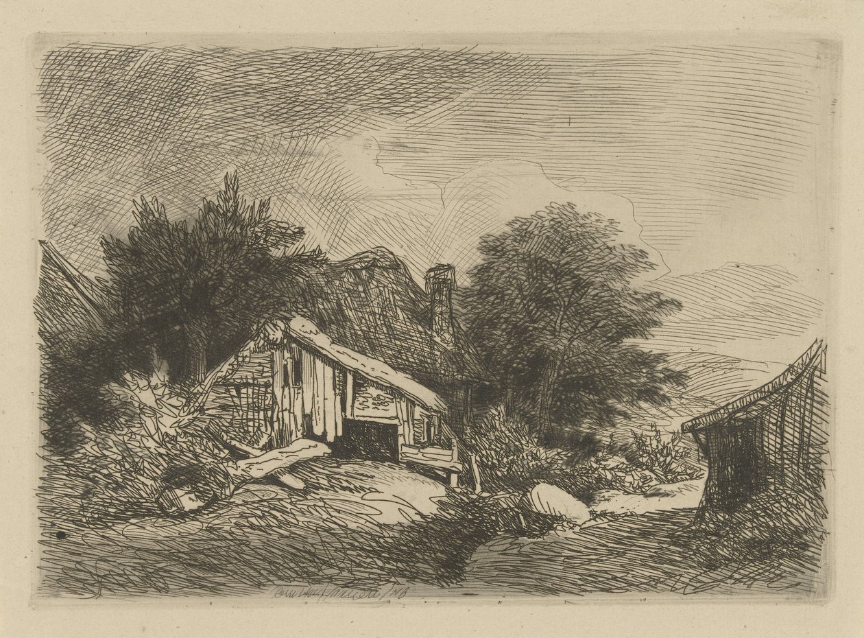 Paysage avec cabane en ruine - Remigius Adrianus Haanen