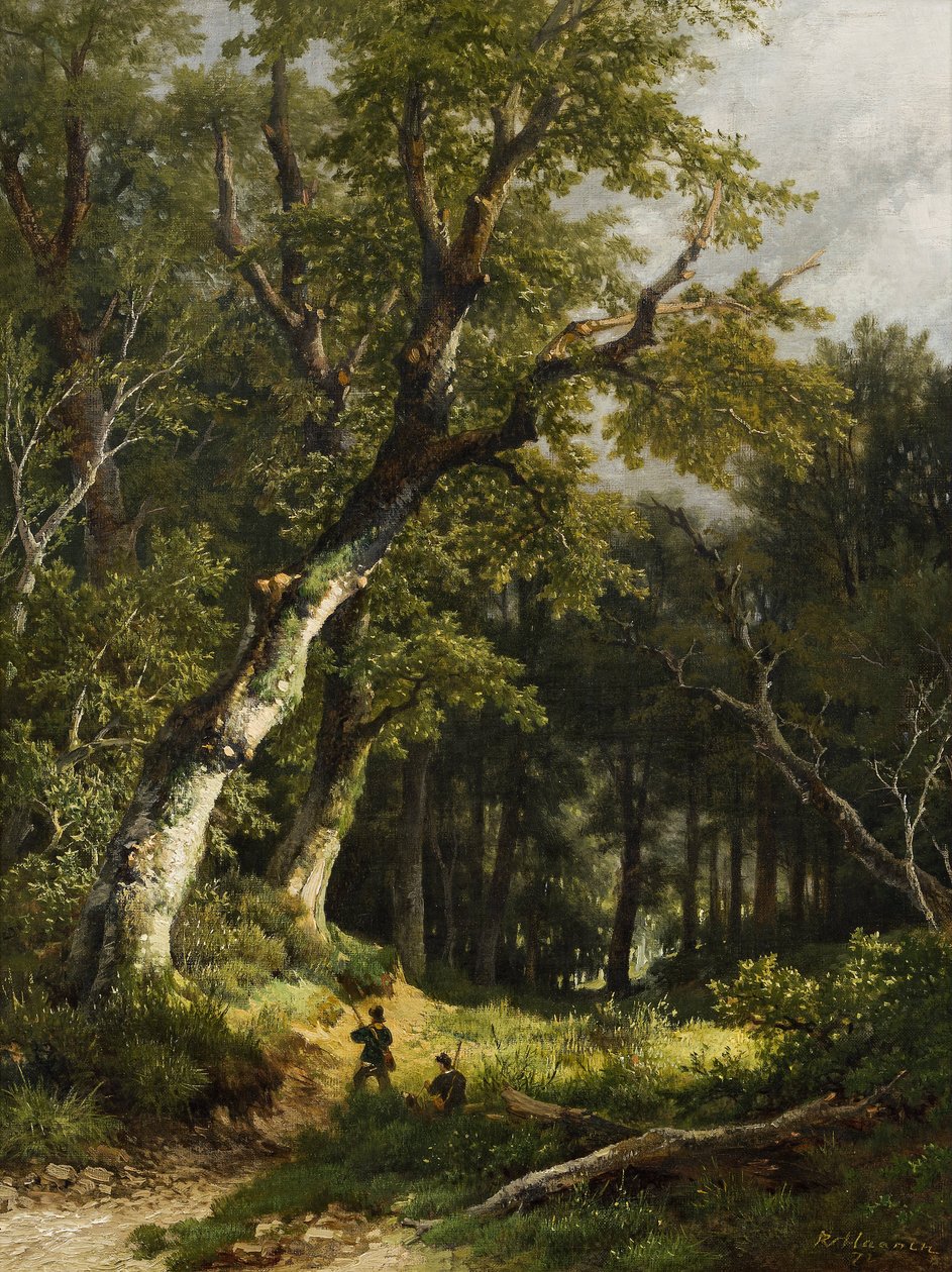 Paysage boisé avec deux chasseurs - Remigius Adrianus Haanen