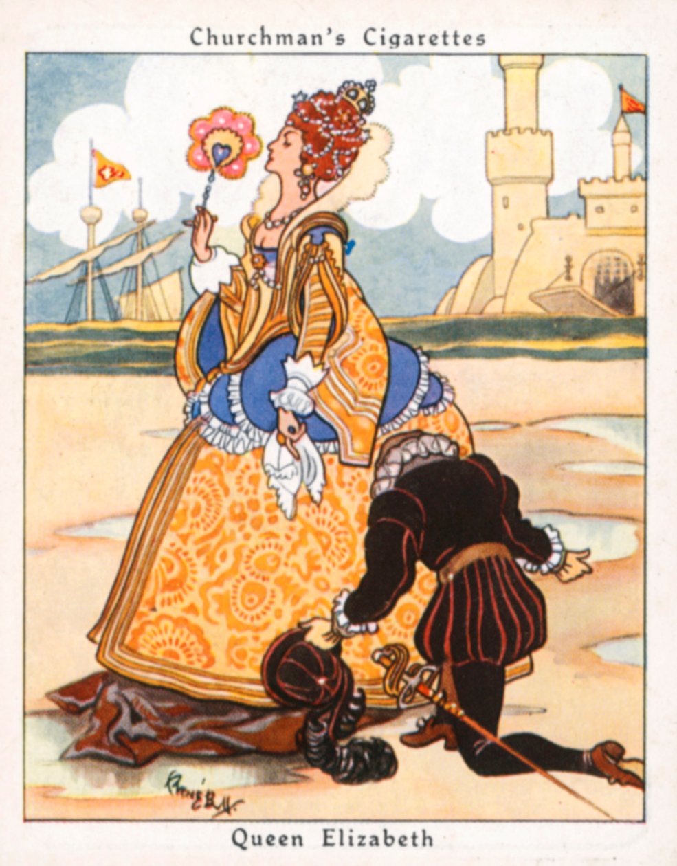 Reine Elizabeth (lithographie couleur) - René Bull