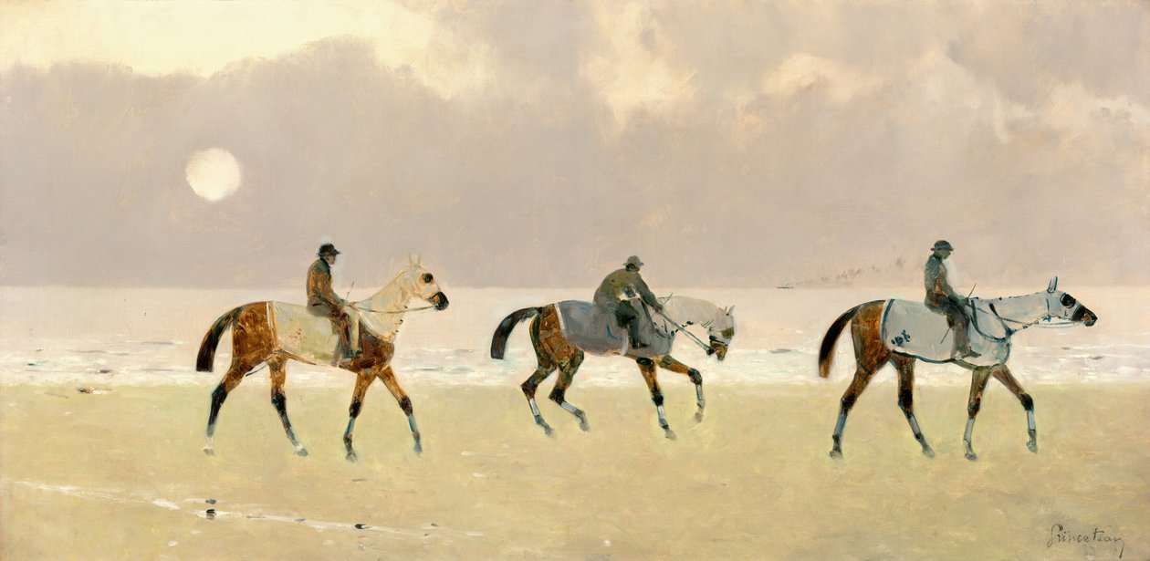 Cavaliers sur la plage à Dieppe - René Pierre Charles Princeteau